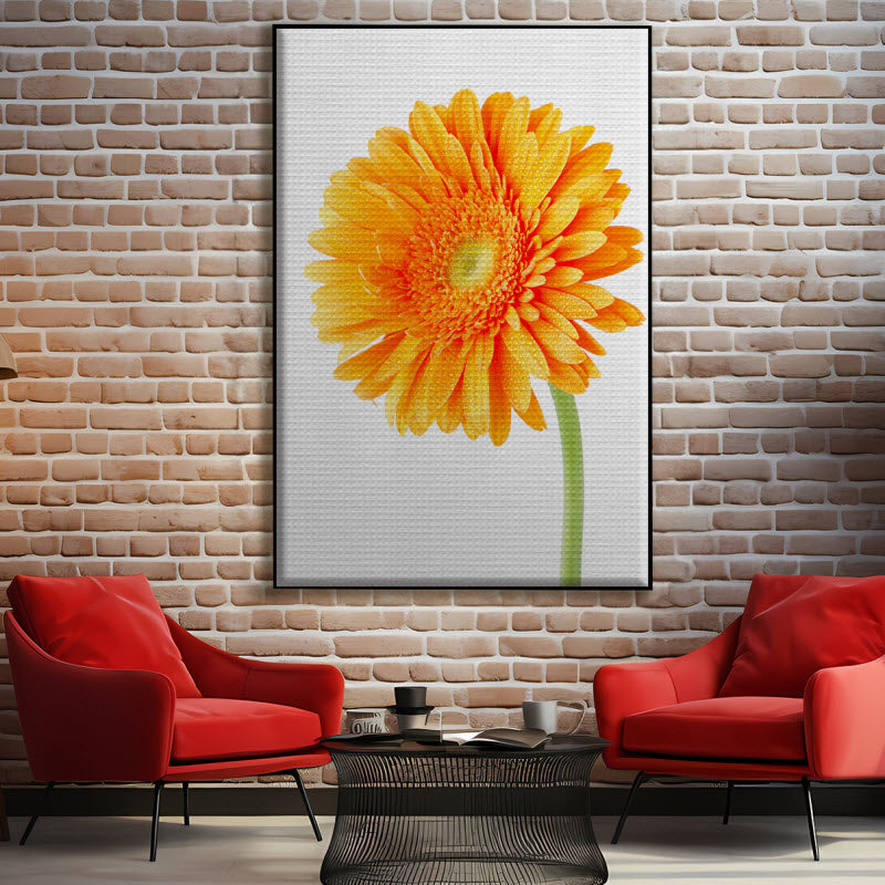 Akustikstoff mit Motiv: Orangene Gerbera