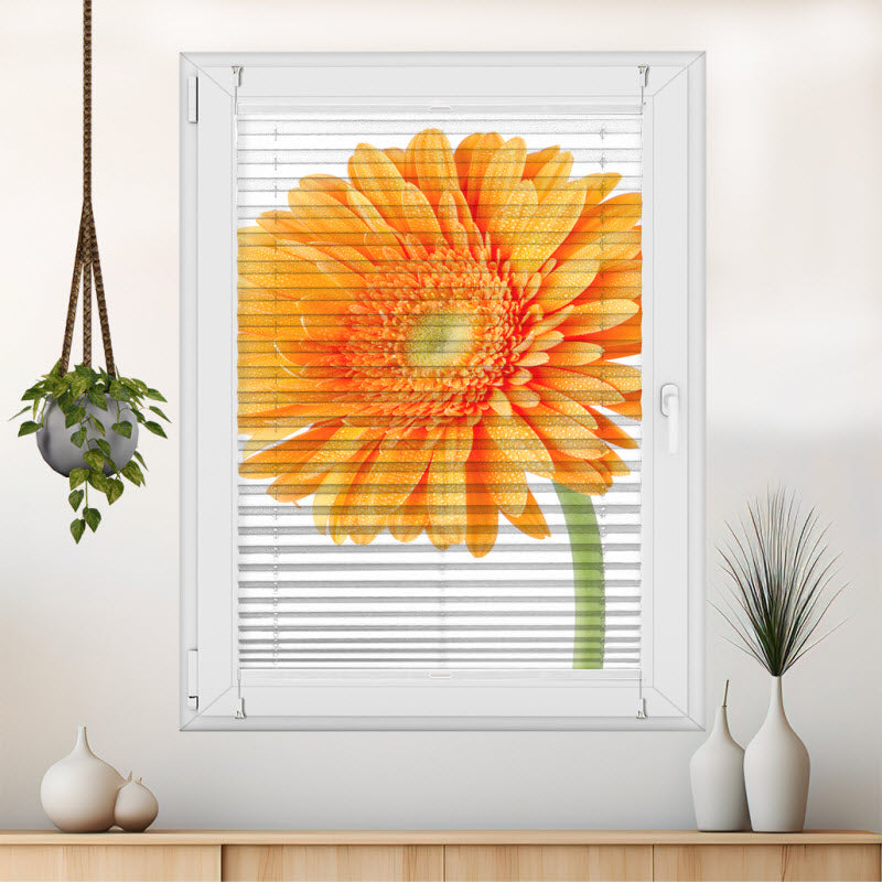 Wabenplissee mit Motiv: Orangene Gerbera