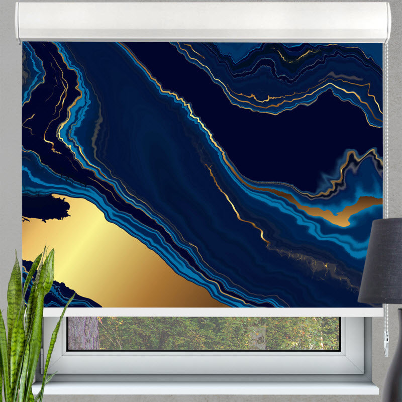 Kassettenrollo mit Motiv: Marmor Blau