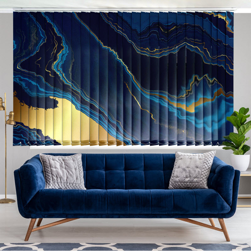 Lamellenvorhang mit Motiv: Marmor Blau