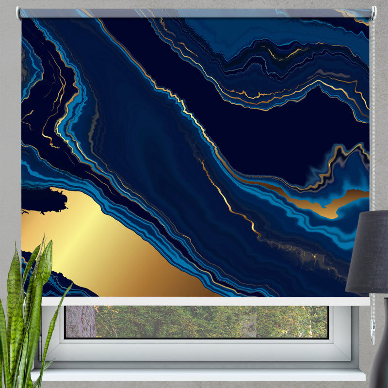 Rollo mit Motiv: Marmor Blau