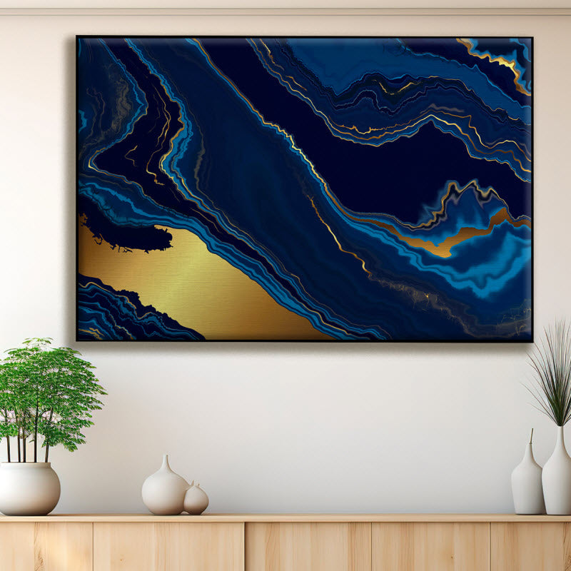 Textilspannrahmen mit Motiv: Marmor Blau