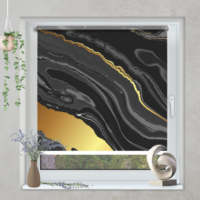 Klemmfix Rollo mit Motiv: Marmor Schwarz
