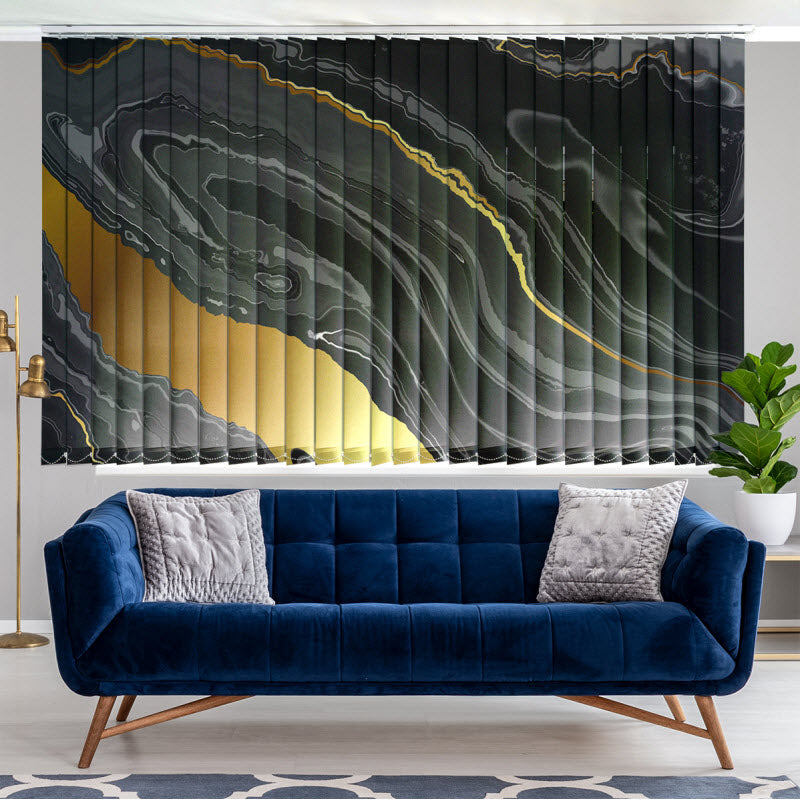 Lamellenvorhang mit Motiv: Marmor Schwarz