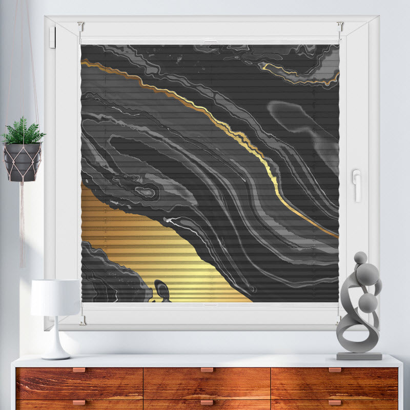 Plissee mit Motiv: Marmor Schwarz