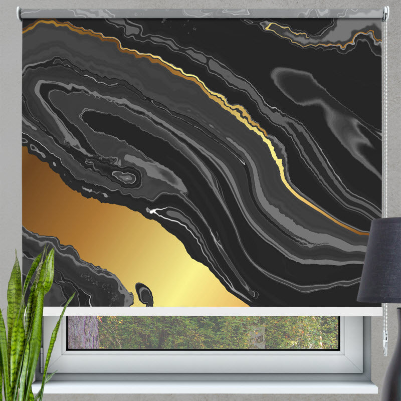 Rollo mit Motiv: Marmor Schwarz
