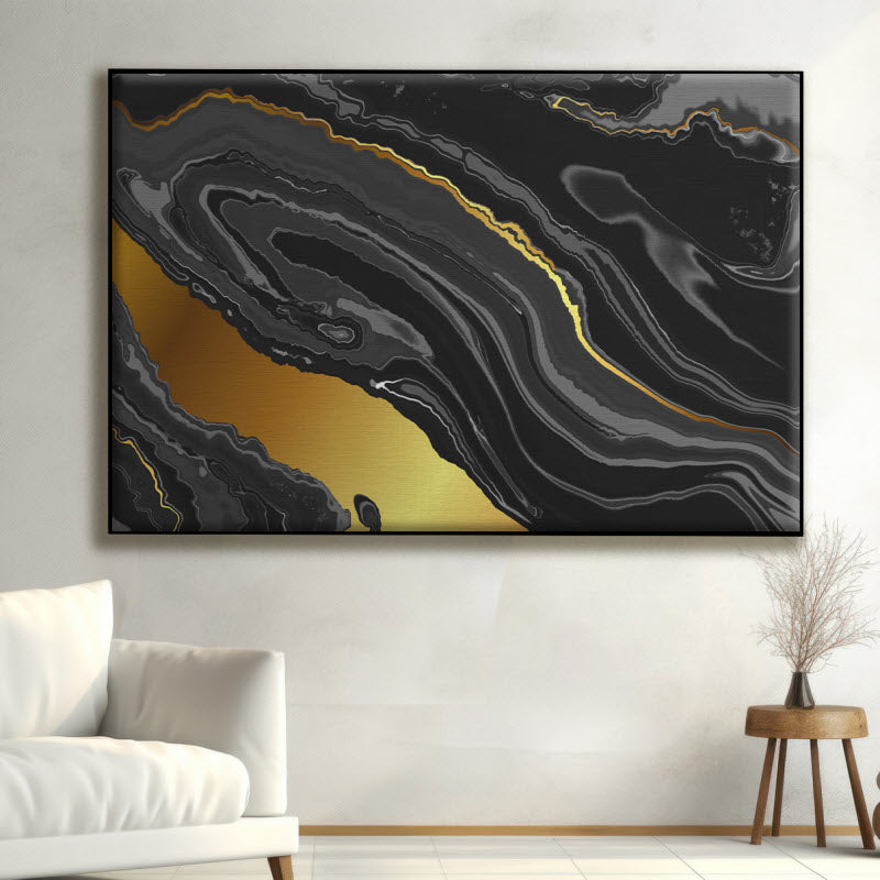 Textilspannrahmen mit Motiv: Marmor Schwarz