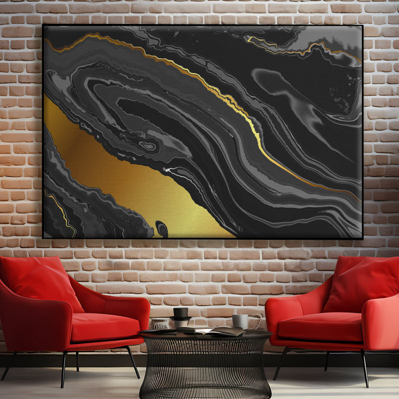 Textilspannrahmen mit Motiv: Marmor Schwarz