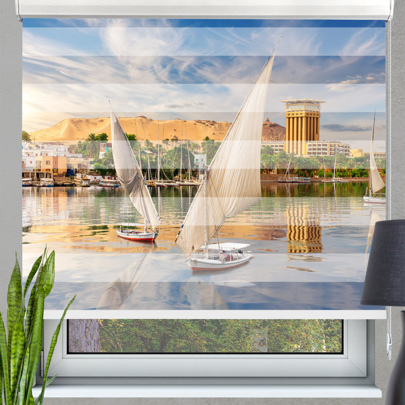 Doppelrollo mit Motiv: Segelboot