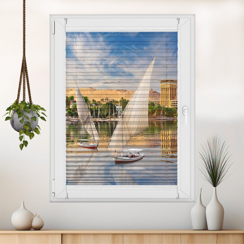 Wabenplissee mit Motiv: Segelboot