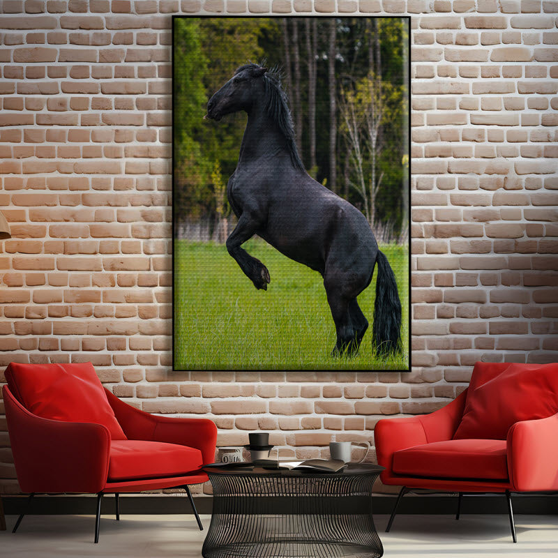 Akustikstoff mit Motiv: Schwarzes Pferd