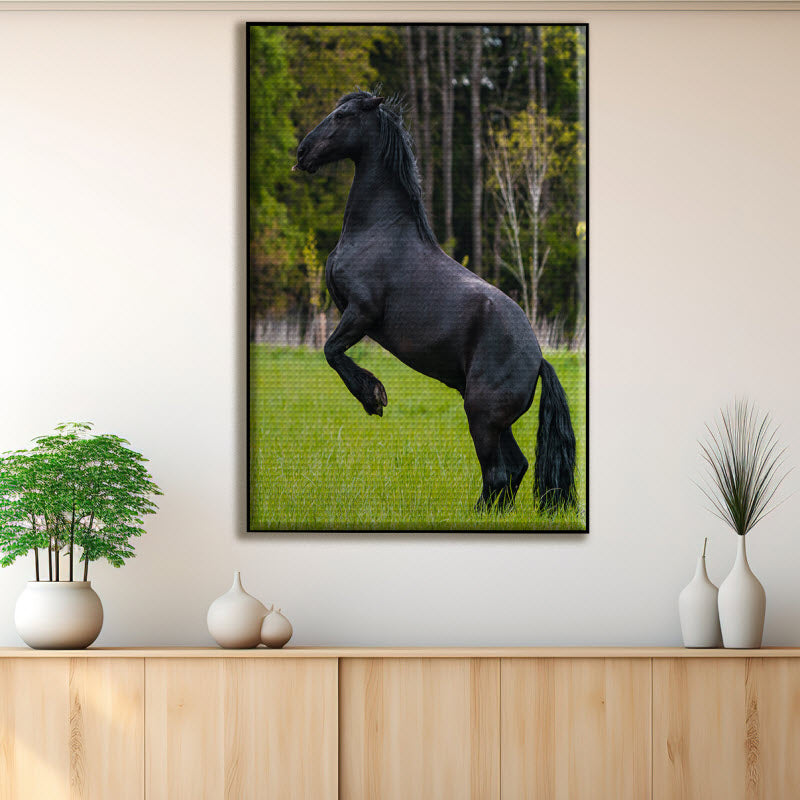 Akustikstoff mit Motiv: Schwarzes Pferd