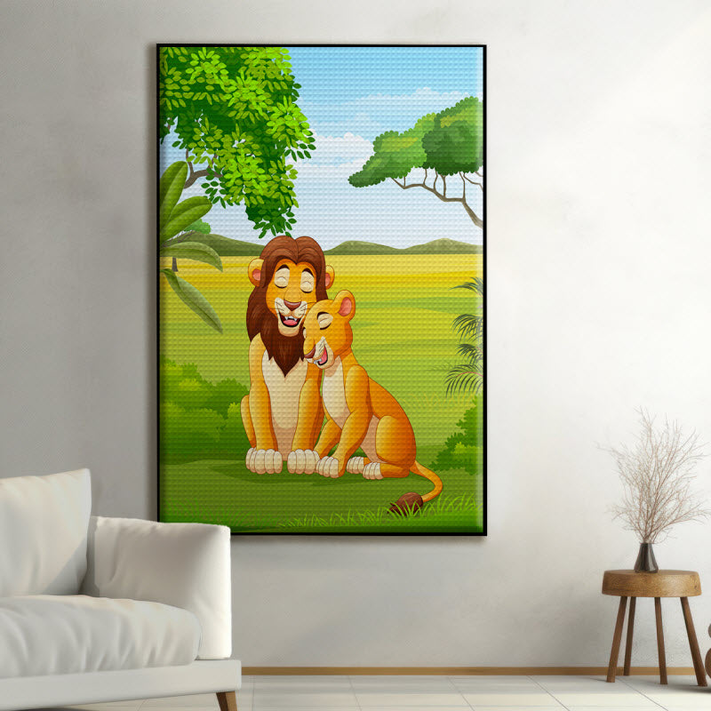 Akustikstoff mit Motiv: Löwen Kindlich