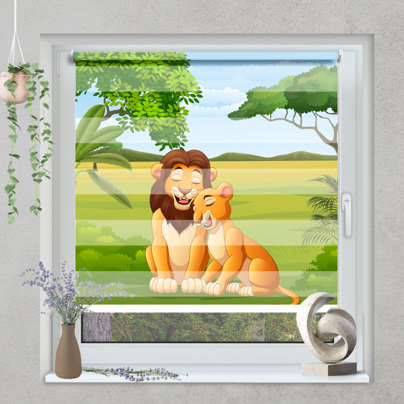 Klemmfix Doppelrollo mit Motiv: Löwen Kindlich