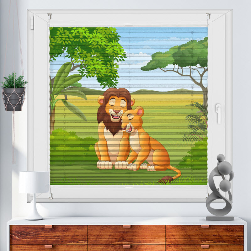 Wabenplissee mit Motiv: Löwen Kindlich