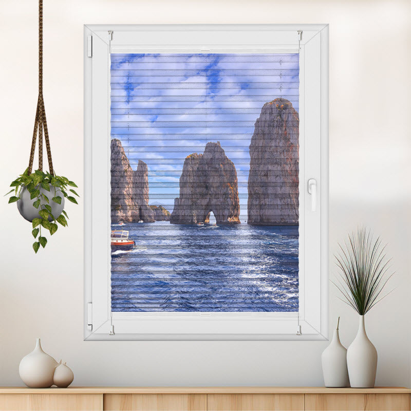 Wabenplissee mit Motiv: Felsen