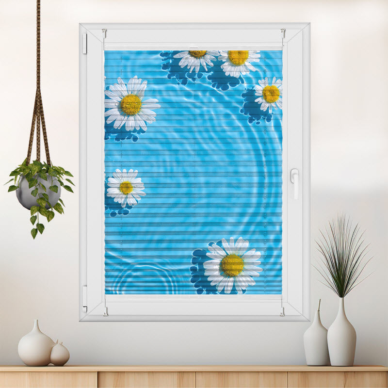 Wabenplissee mit Motiv: Gänseblümchen auf dem Wasser