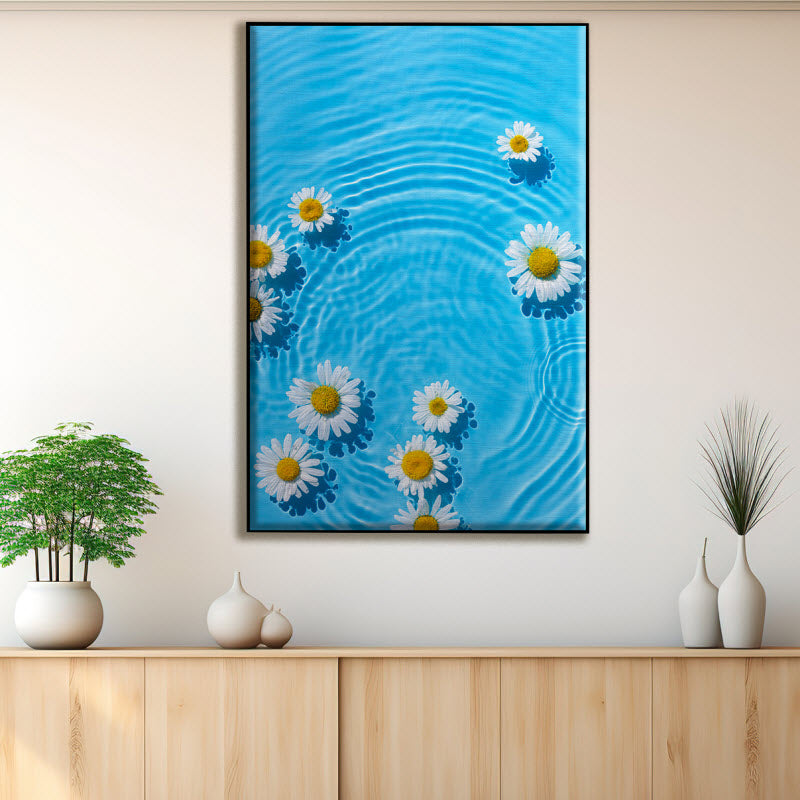 Textilspannrahmen mit Motiv: Gänseblümchen auf dem Wasser