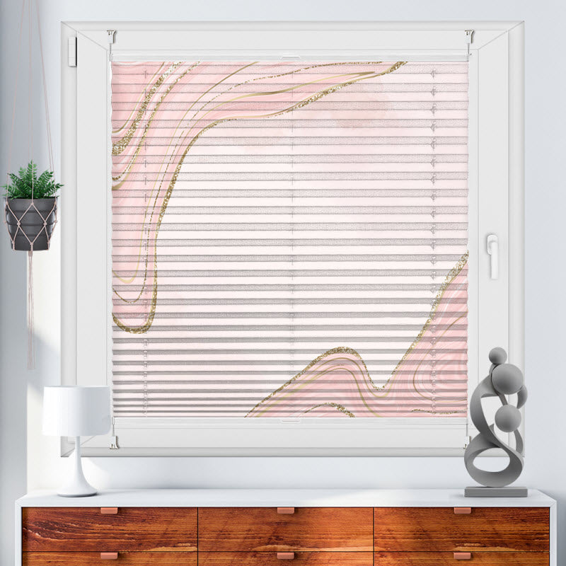 Wabenplissee mit Motiv: Marmor Rosa