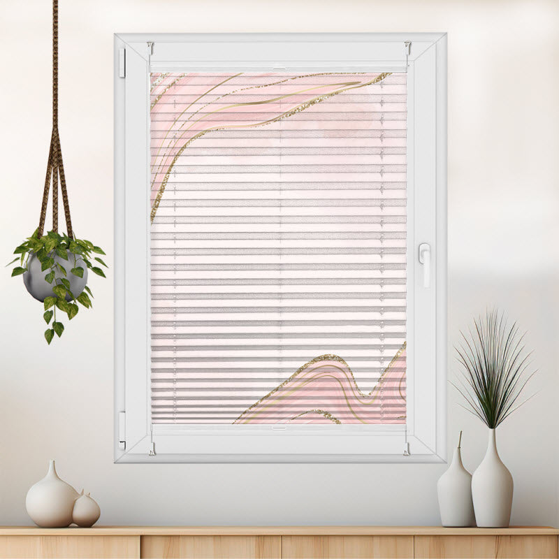 Wabenplissee mit Motiv: Marmor Rosa