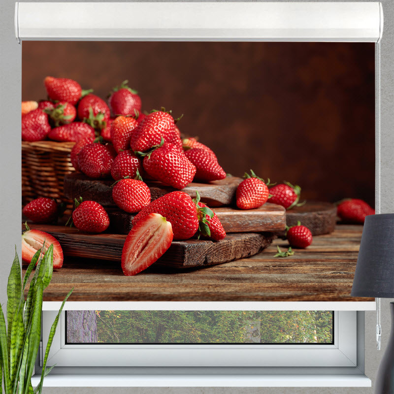 Kassettenrollo mit Motiv: Erdbeeren
