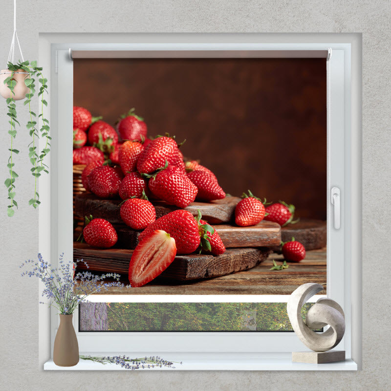 Klemmfix Rollo mit Motiv: Erdbeeren