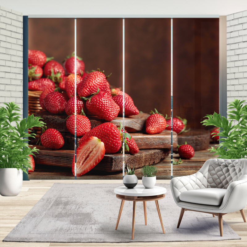 Schiebegardine mit Motiv: Erdbeeren