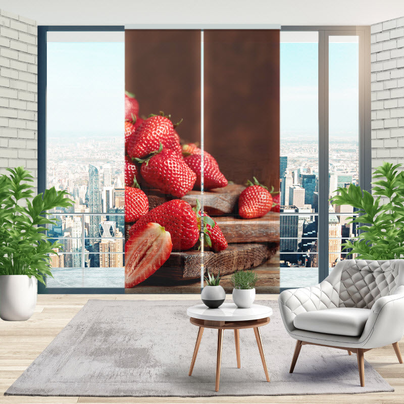 Schiebegardine mit Motiv: Erdbeeren