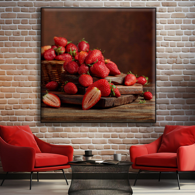 Textilspannrahmen mit Motiv: Erdbeeren