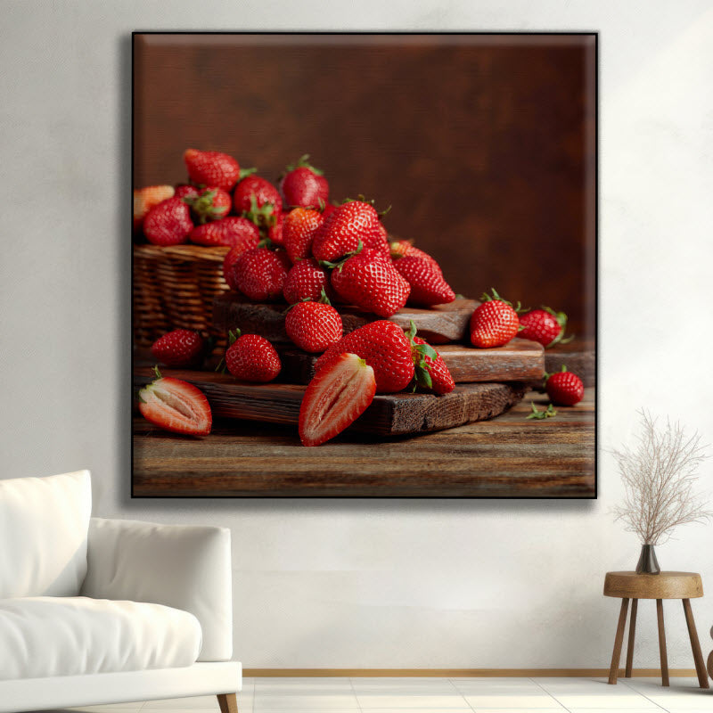 Textilspannrahmen mit Motiv: Erdbeeren