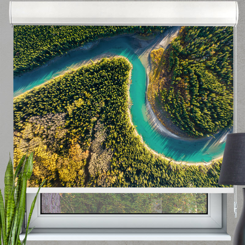 Kassettenrollo mit Motiv: See im Wald