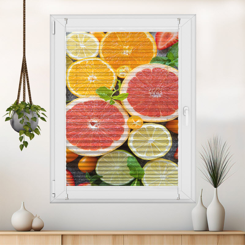 Plissee mit Motiv: Zitrusfrüchte