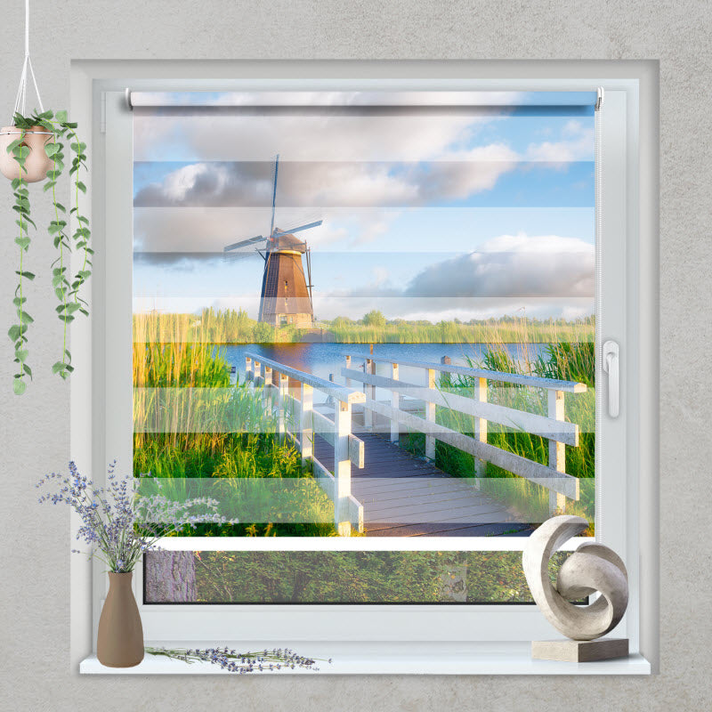Klemmfix Doppelrollo mit Motiv: Windmühle