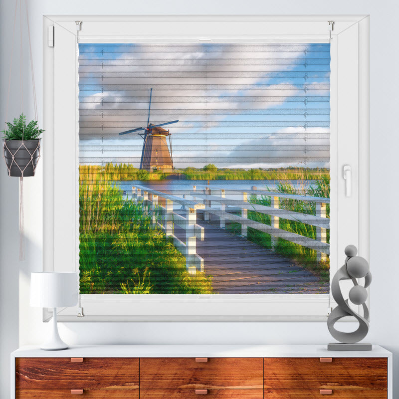 Wabenplissee mit Motiv: Windmühle