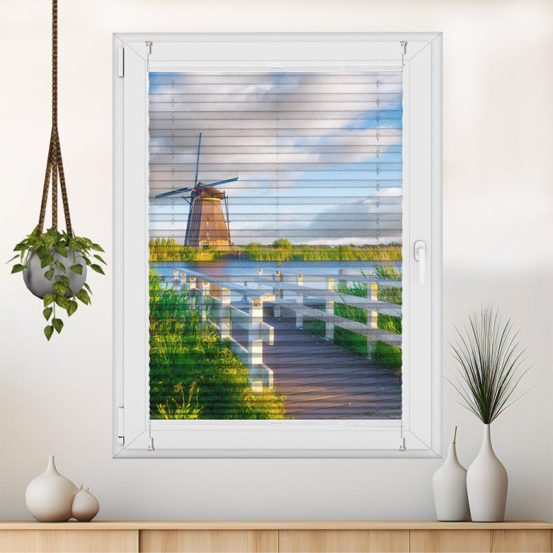 Wabenplissee mit Motiv: Windmühle