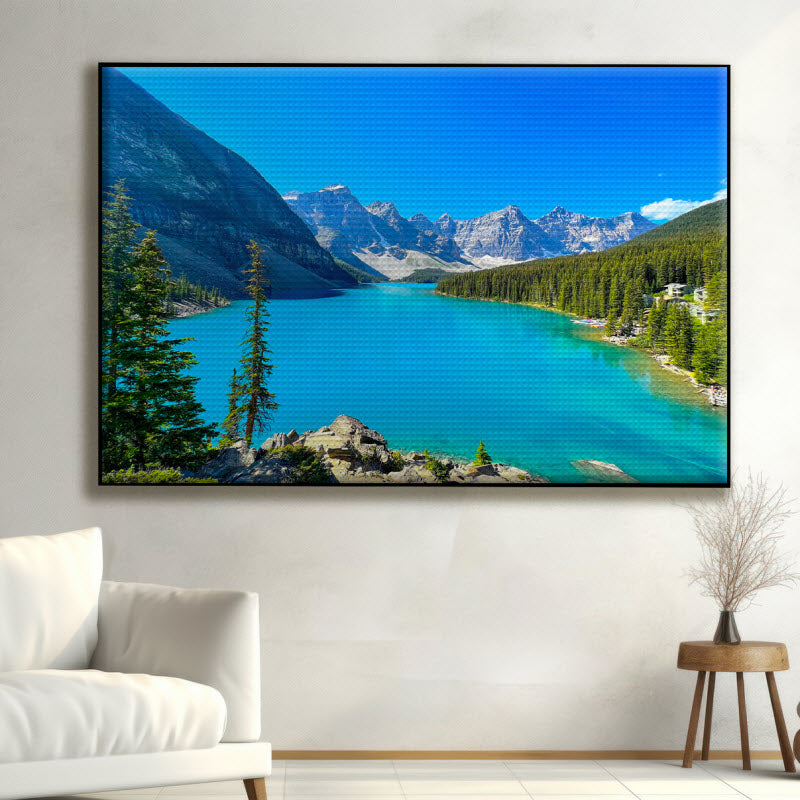 Akustikstoff mit Motiv: See mit Bergausblick