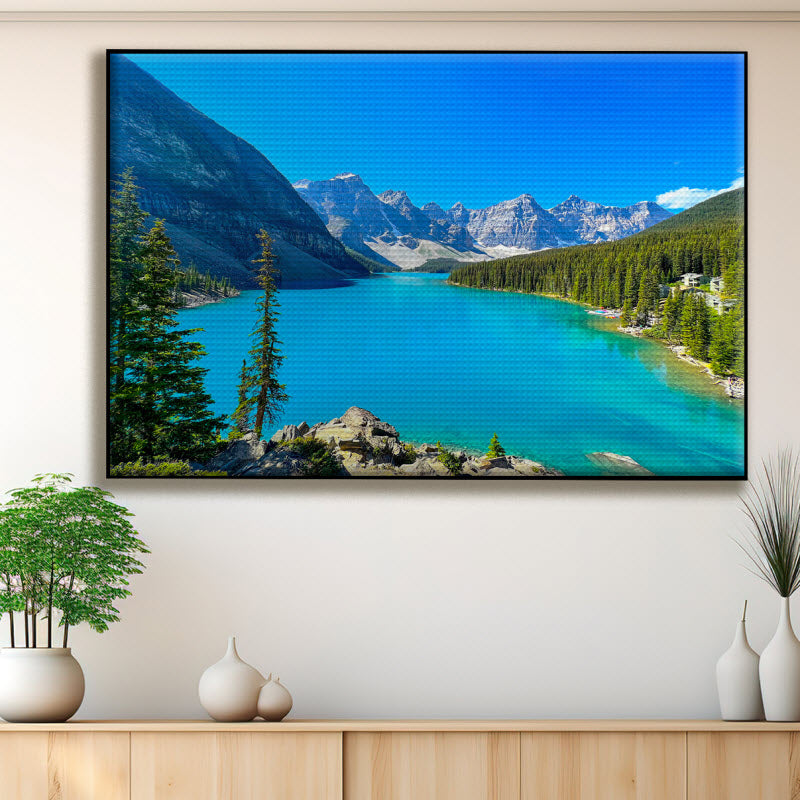 Akustikstoff mit Motiv: See mit Bergausblick