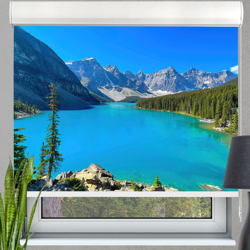 Kassettenrollo mit Motiv: See mit Bergausblick