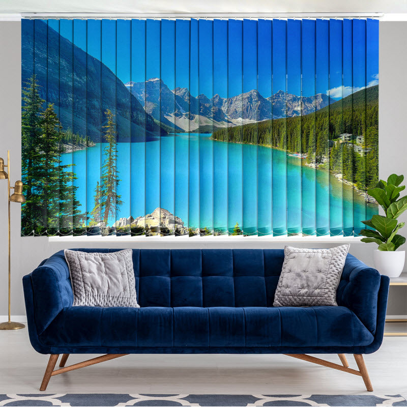 Lamellenvorhang mit Motiv: See mit Bergausblick