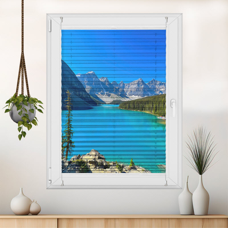 Plissee mit Motiv: See mit Bergausblick