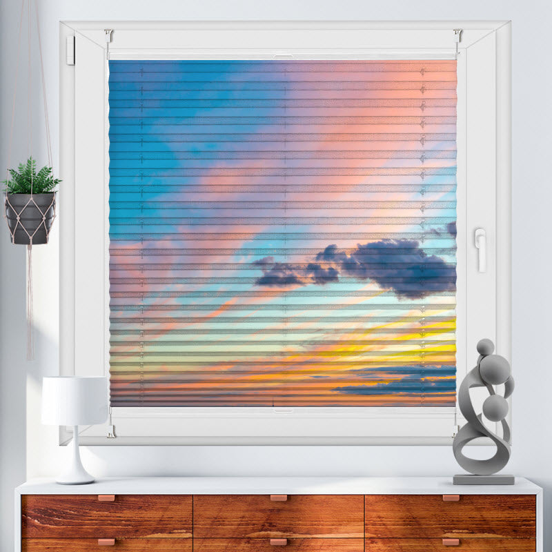 Wabenplissee mit Motiv: Bunter Himmel