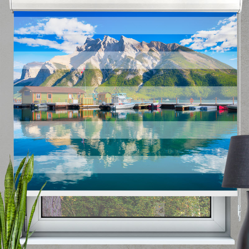 Doppelrollo mit Motiv: Berge am See