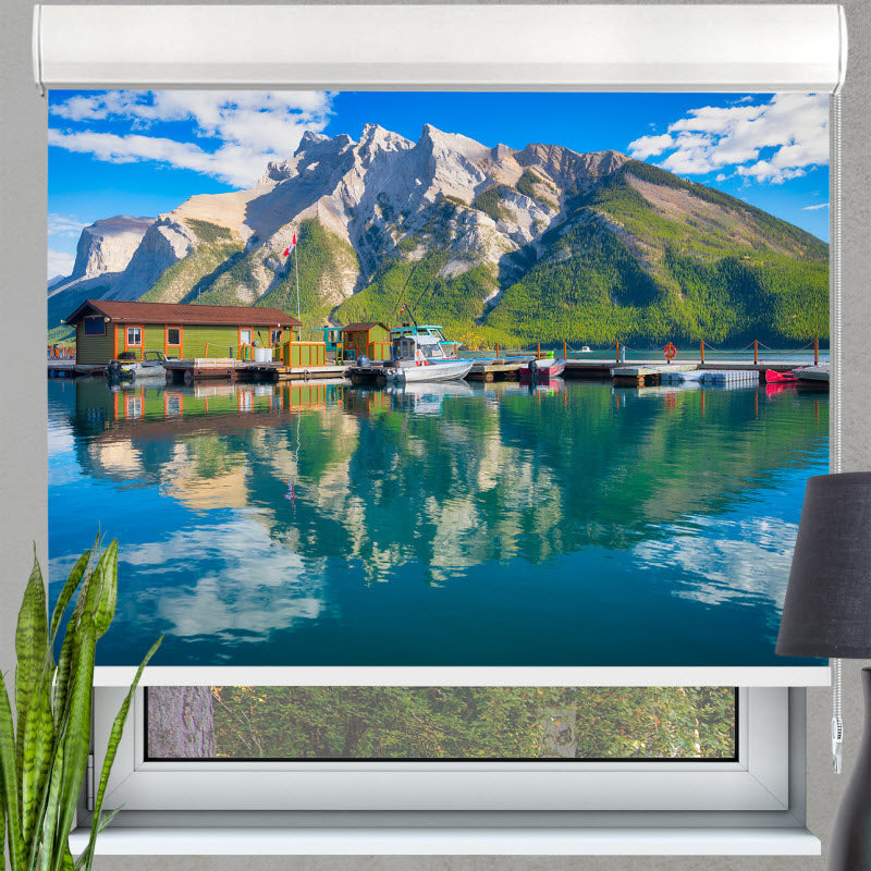 Kassettenrollo mit Motiv: Berge am See