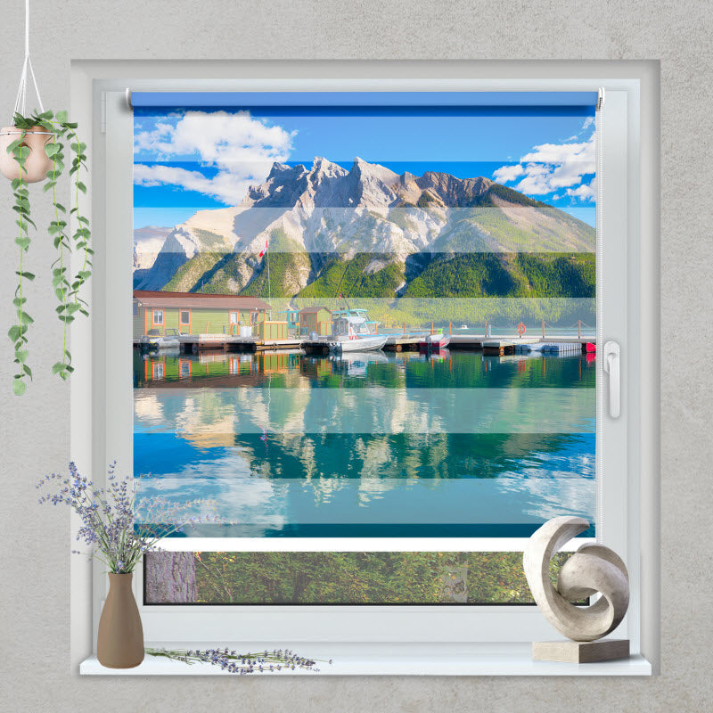 Klemmfix Doppelrollo mit Motiv: Berge am See