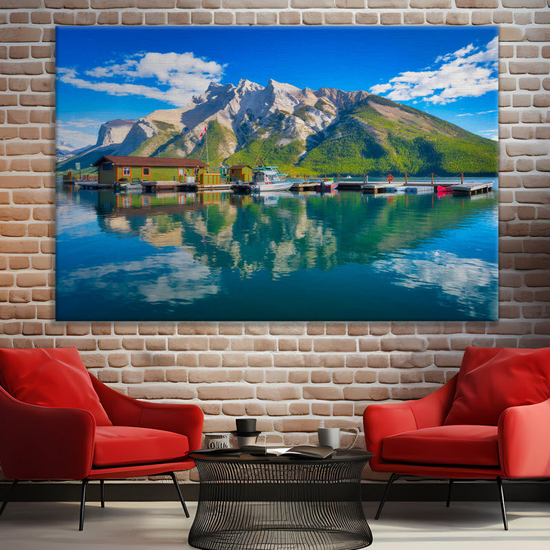 Leinwand mit Motiv: Berge am See