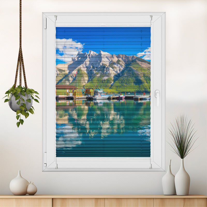 Plissee mit Motiv: Berge am See