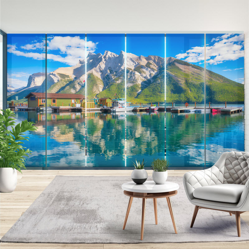 Schiebegardine mit Motiv: Berge am See