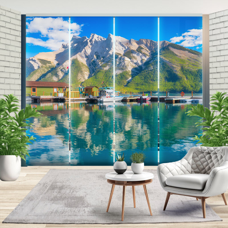 Schiebegardine mit Motiv: Berge am See