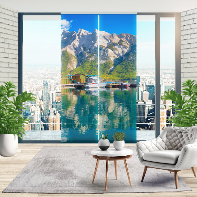 Schiebegardine mit Motiv: Berge am See