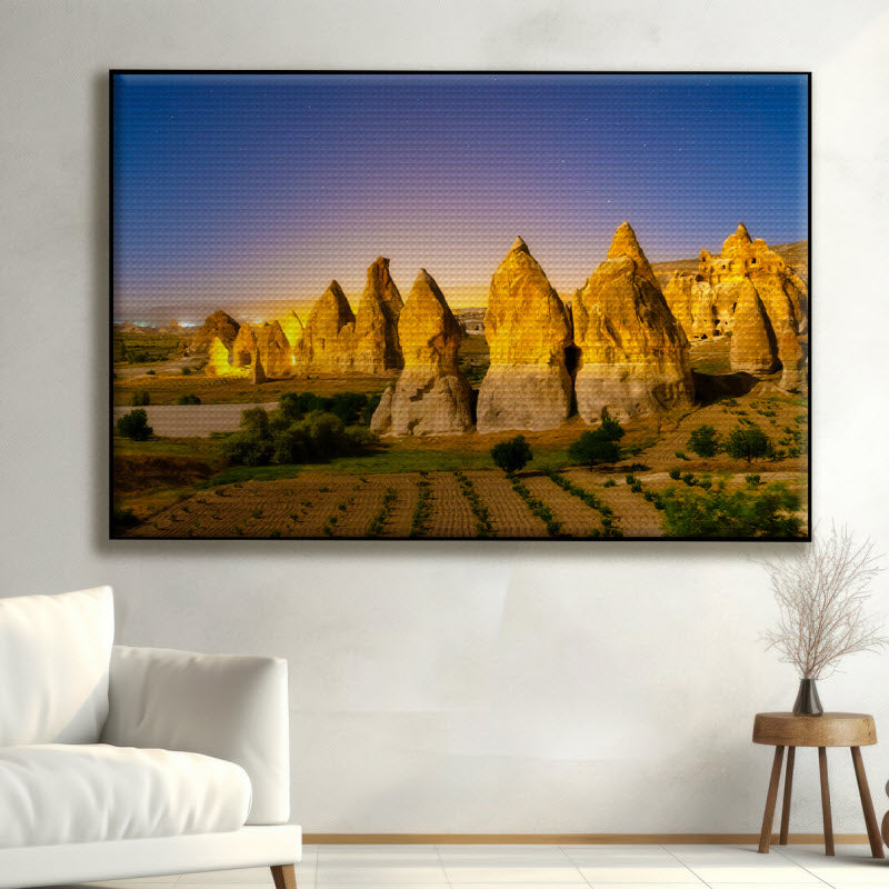 Akustikstoff mit Motiv: Hohe Felsen